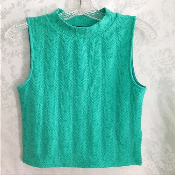 NWT H&M Turquoise Green Blue Sleeveless Crop Top - Picture 1 of 5